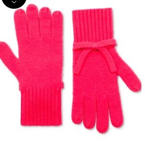 Kate Spade New York Bow Knit Wool Gloves in Pom Pom Pink NWT